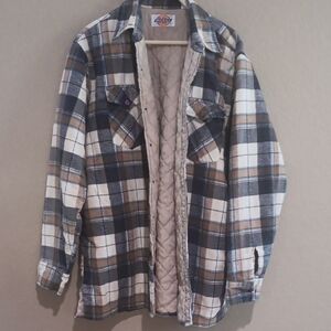 Dickies Plaid Quilted-Lined Shirt Jacket in Brown, Black & White